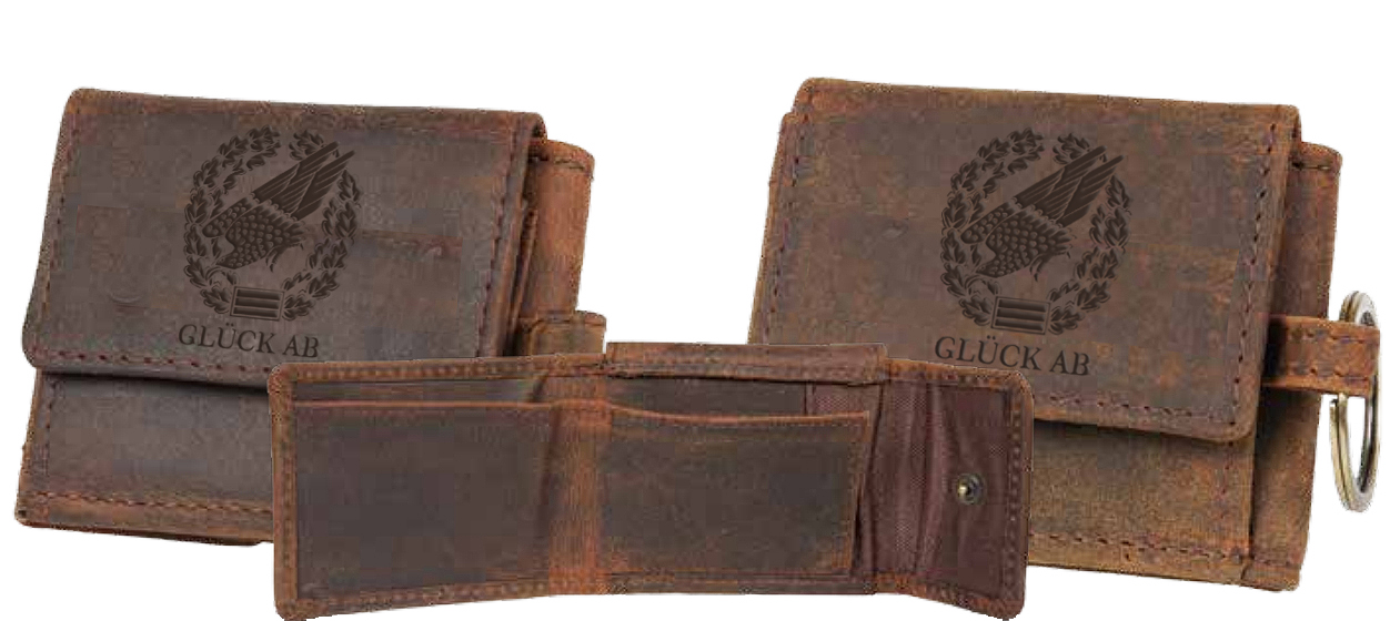 Schlüssel-Börse aus Büffelleder, vintage-braun