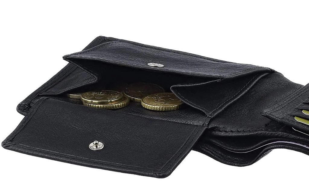 Geldbörse aus Büffelleder, schwarz