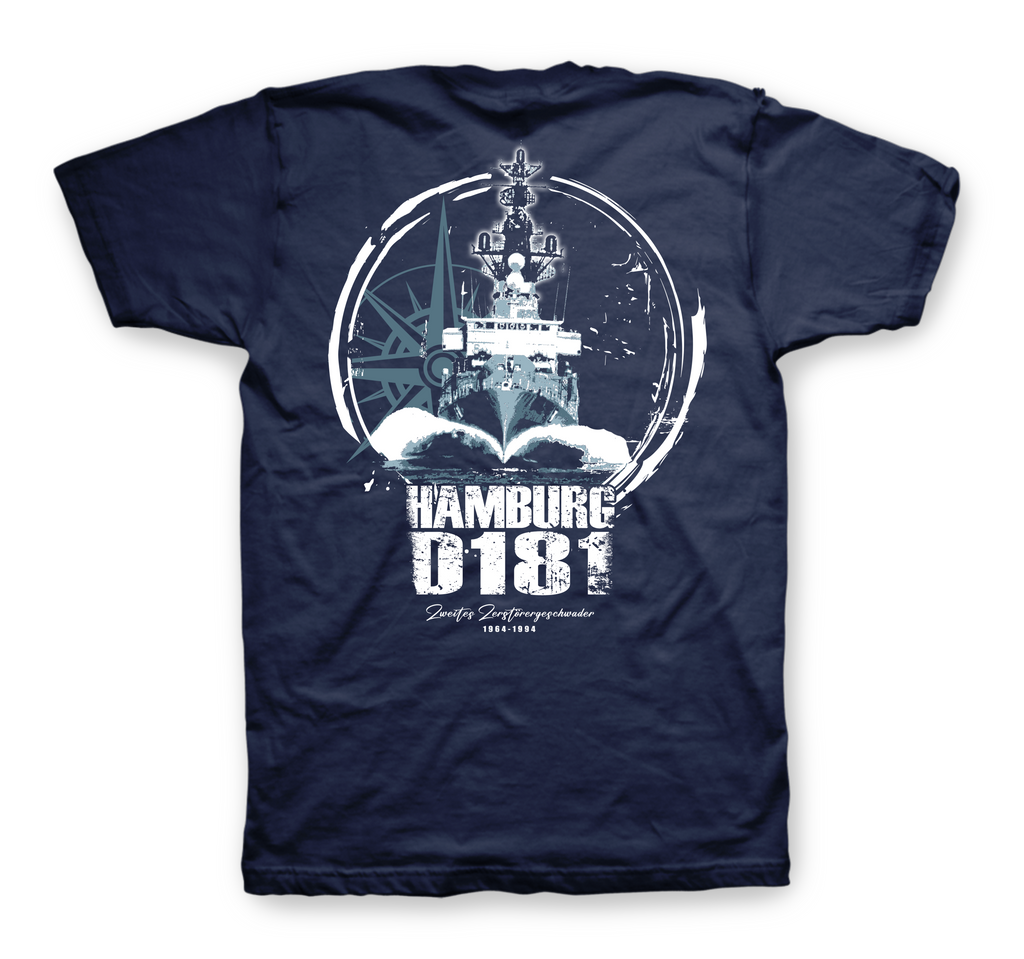 Zerstörer Hamburg D181 T-Shirt - Rückseite - 2. Zerstörergeschwader 1964-1994