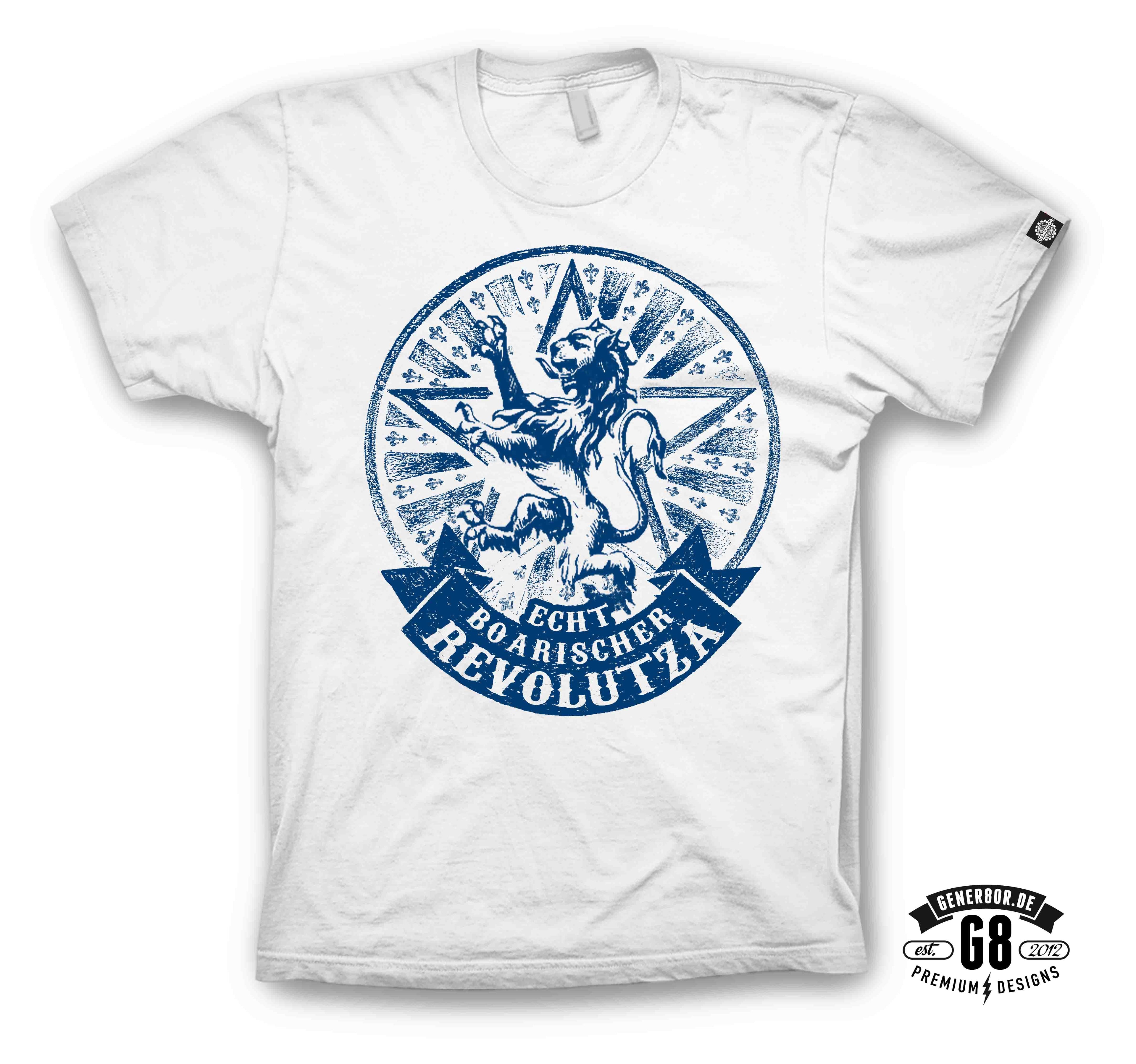 "Boarischer Revolutza" Shirt in weiß-blau