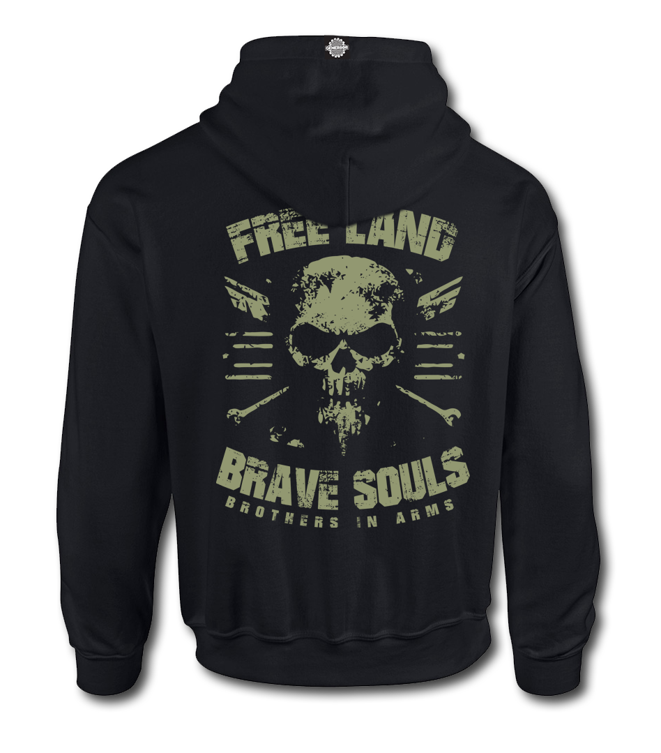 FREE LAND BRAVE SOULS/ Kapuzensweater, schwarz