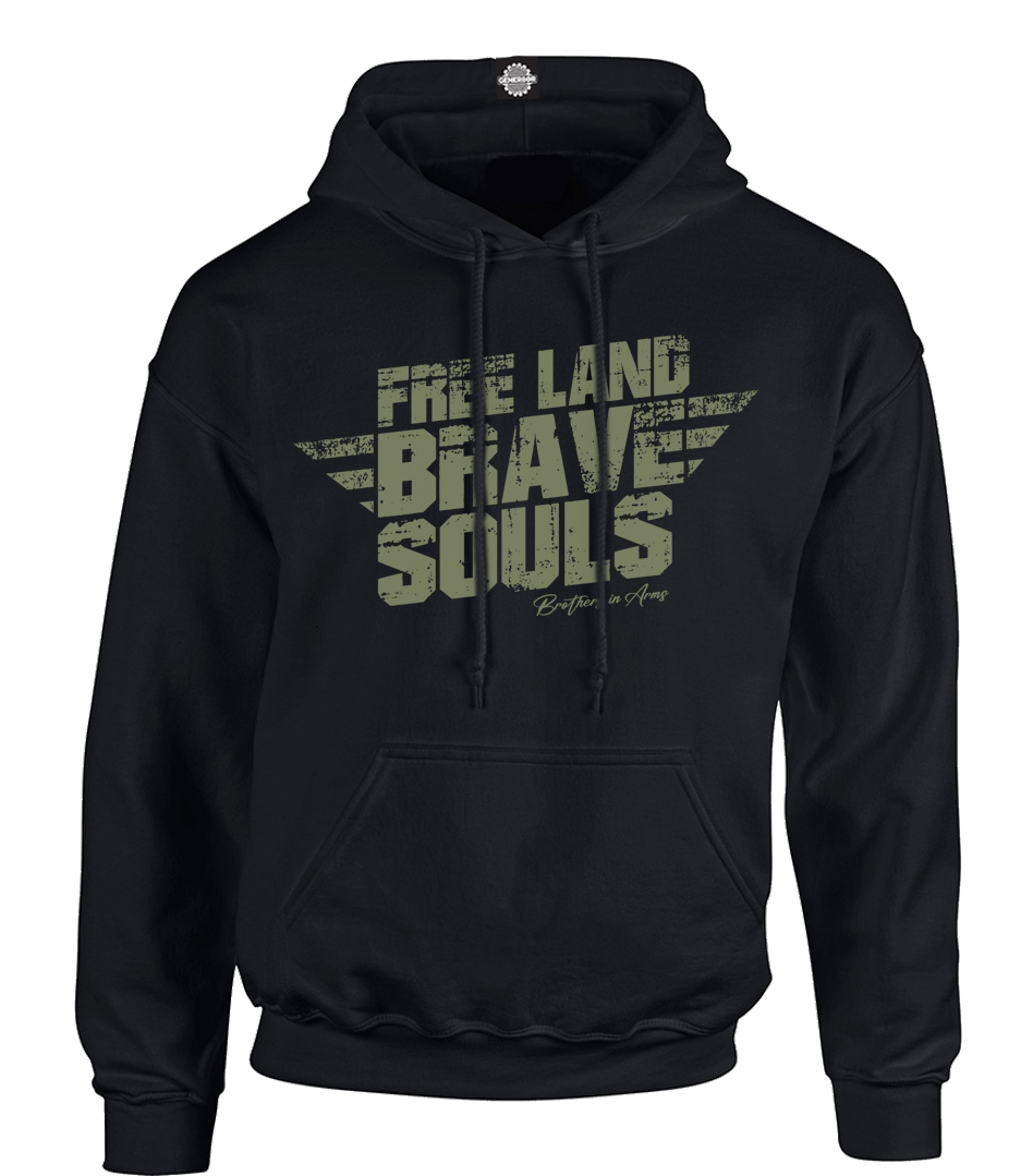 FREE LAND BRAVE SOULS/ Kapuzensweater, schwarz
