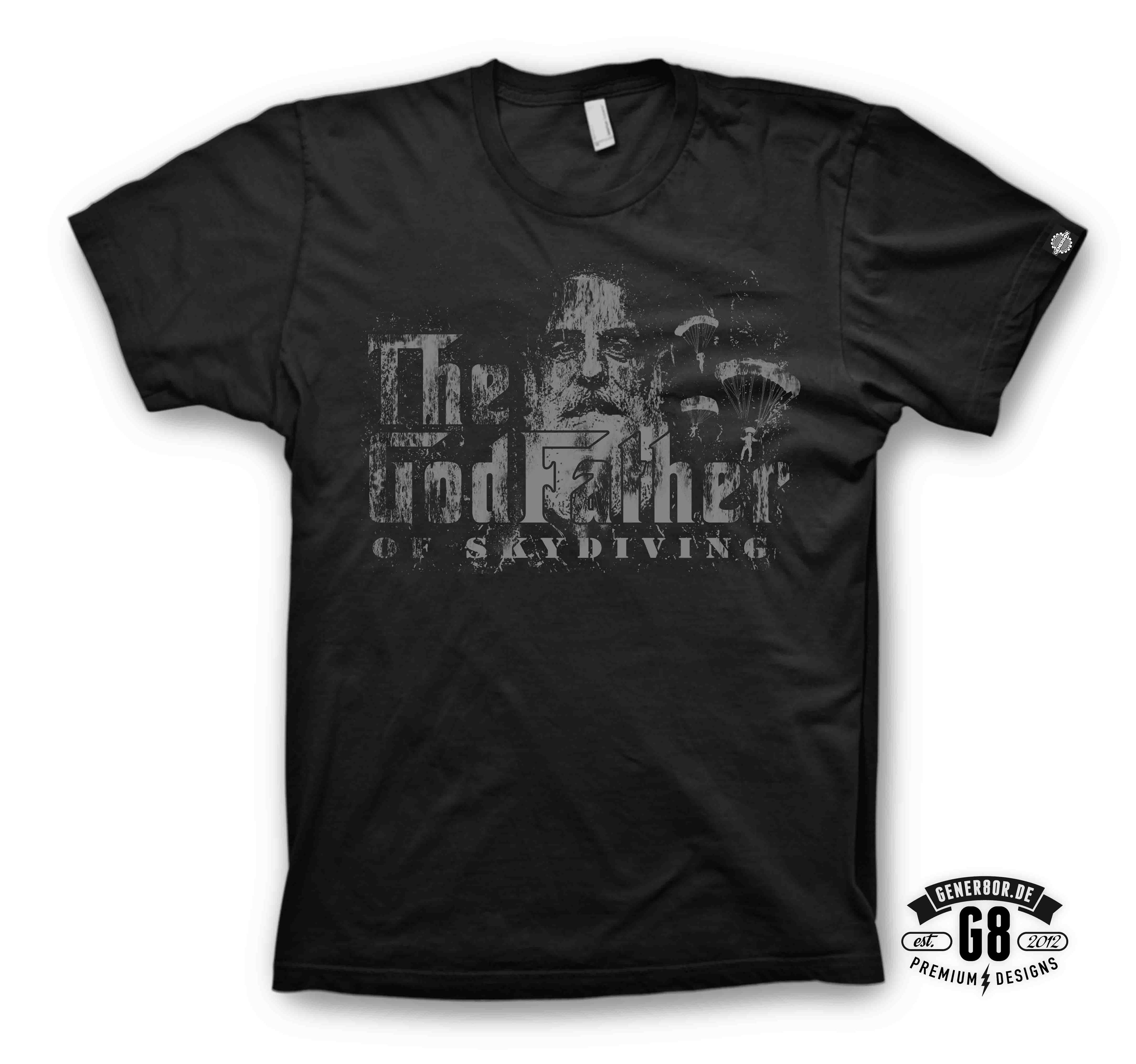 "THE GODFATHER OF SKYDIVING"  T-Shirt, schwarz